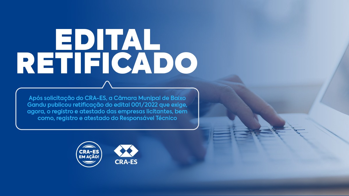 Leia mais sobre o artigo CPL da Câmara Mun. de Baixo Guandu retifica edital a pedido do CRA-ES