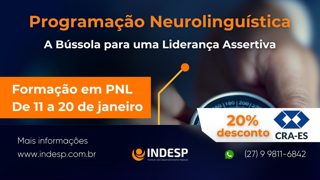 Você está visualizando atualmente 20% de Desconto: Formação Intensiva em Practitioner de PNL – “Clube de Descontos CRA-ES”