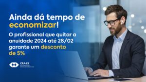 Leia mais sobre o artigo 5% de desconto para profissionais que quitarem Anuidade 2024 até 28/02