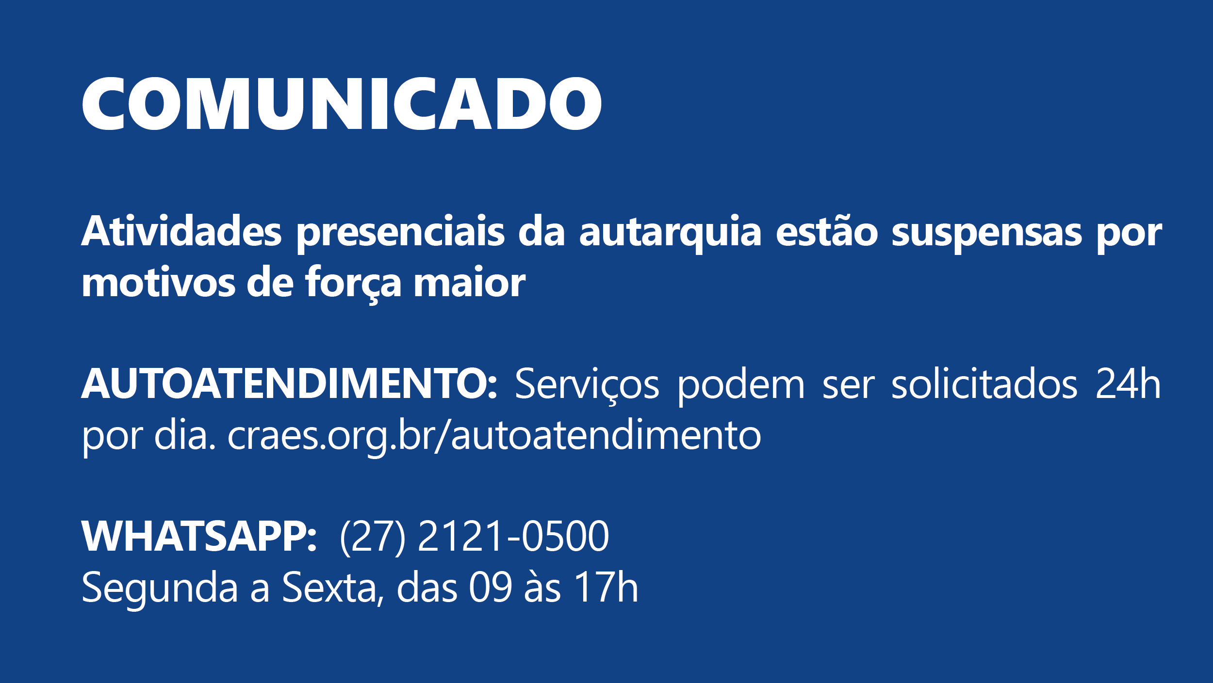 Você está visualizando atualmente Atividades Presenciais Suspensas Temporariamente no CRA-ES