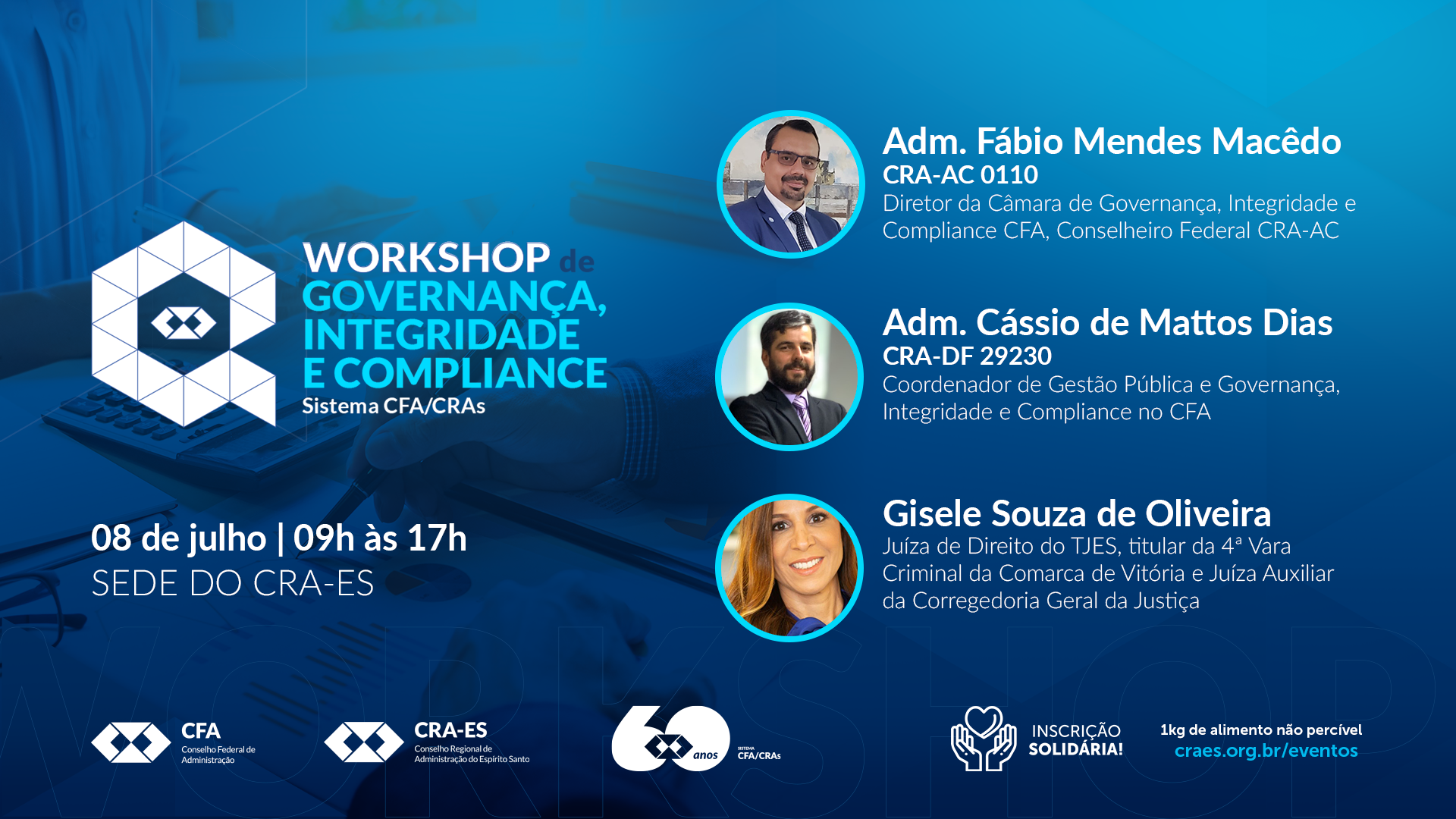 No momento, você está visualizando CRA-ES promove Workshop de Governança, Integridade e Compliance com participação especial da juíza Gisele Souza de Oliveira